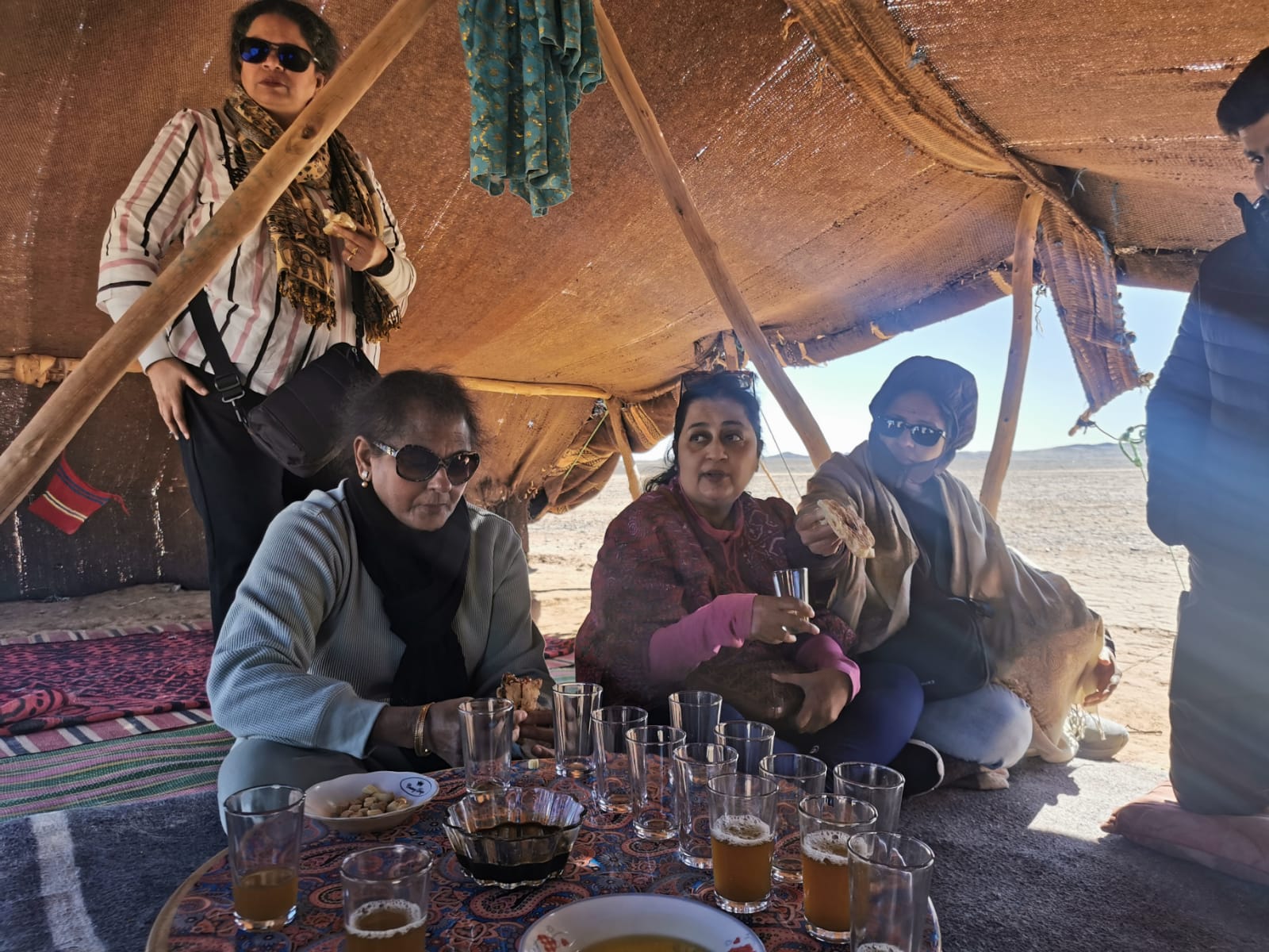 Mint tea served in a tent on a desert tour in Morocco